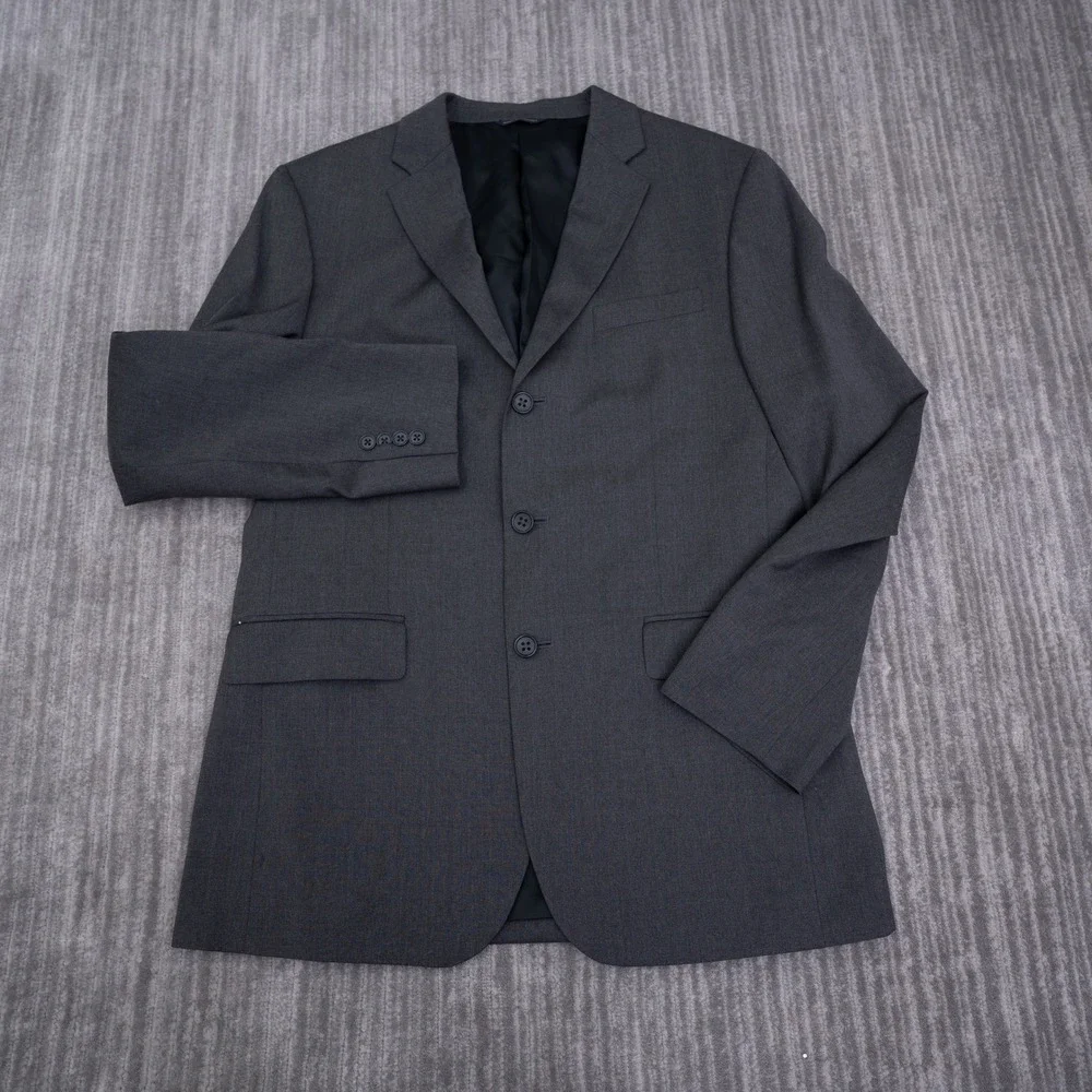 Banana Republic Modern Wool Blazer Men 42R Charcoal Gray 3-Button Suit Jacket